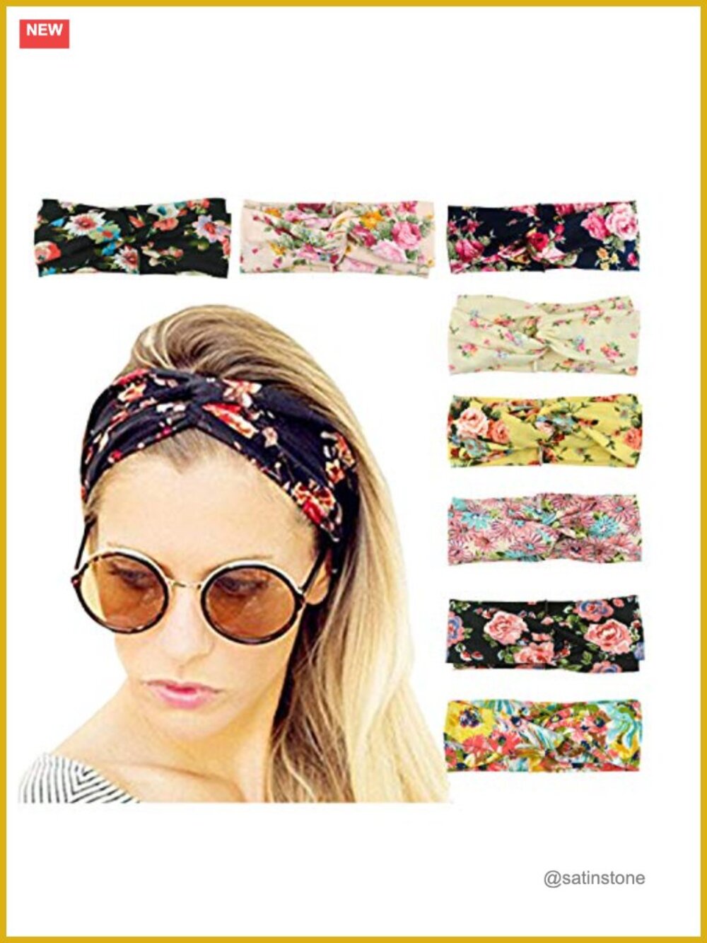 8 Pack Knotted Headbands Elastic Criss Cross Hair Accessories Non Slip